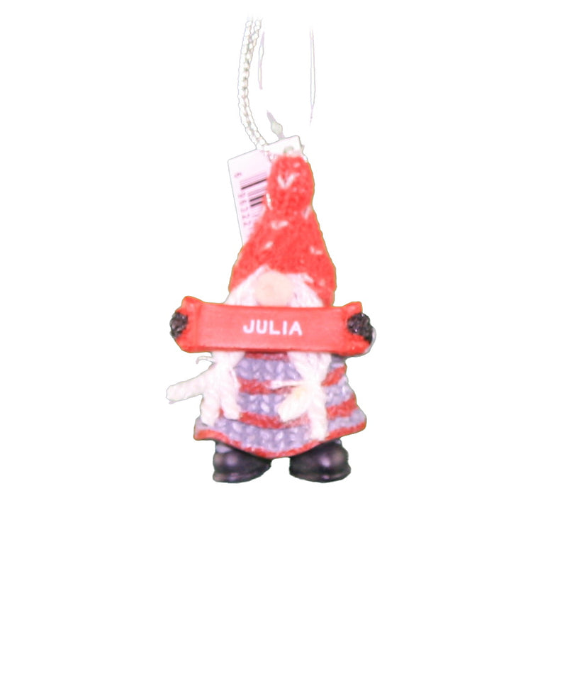 Personalized Gnome Ornament (Letters J-P) - Julia - The Country Christmas Loft