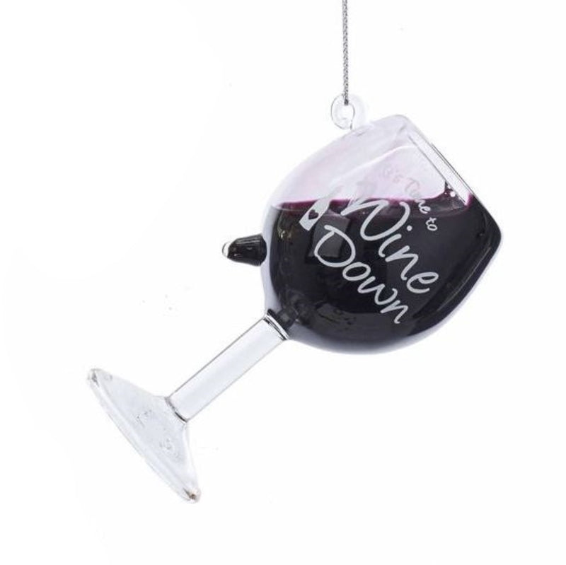 Glass Wine Glass Ornament -  It's Time To Wine Down - The Country Christmas Loft