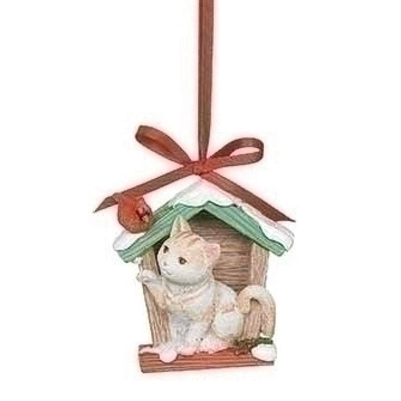 Kitten in a Birdhouse Ornament