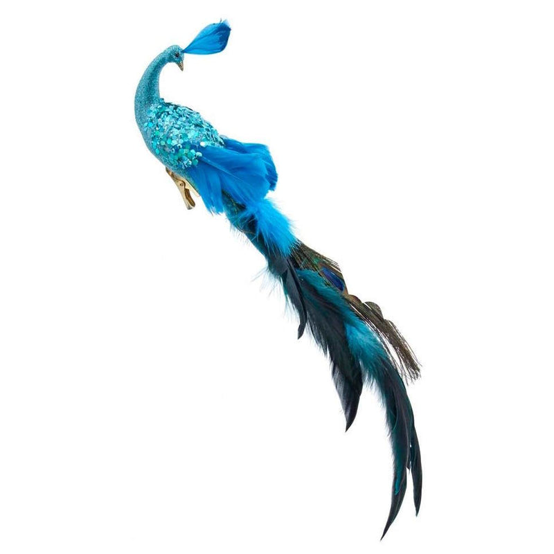 Feather Peacock Clip-On Ornament - Blue