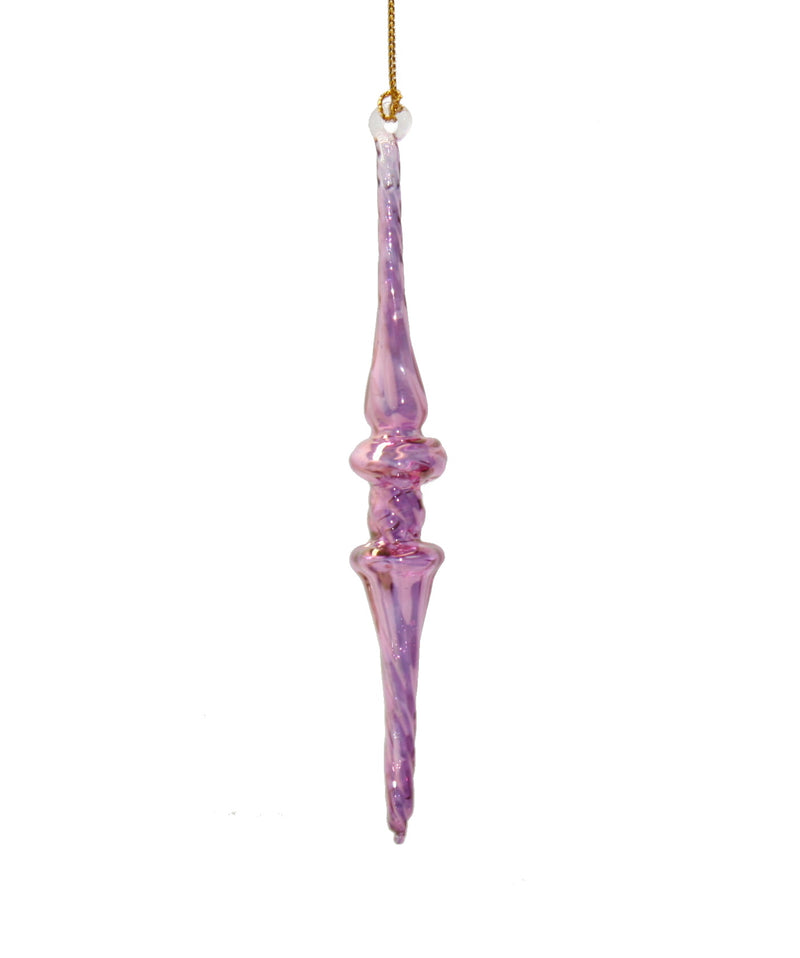 Outer Swirl Icicle Glass Ornaments - Purple - Double Torus