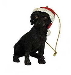 Dog in a Santa Hat Ornament - Black Lab - The Country Christmas Loft