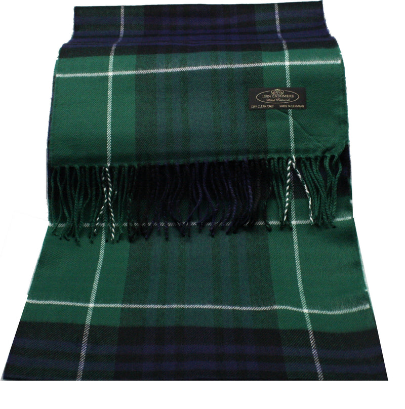 Blue Green Plaid Cashmere Scarf