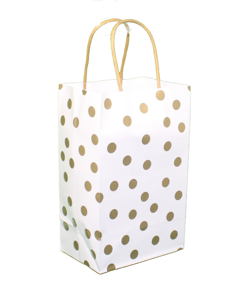 Junior Cub White With Metallic Gold Kraft Gift Bag Set of 8 - The Country Christmas Loft