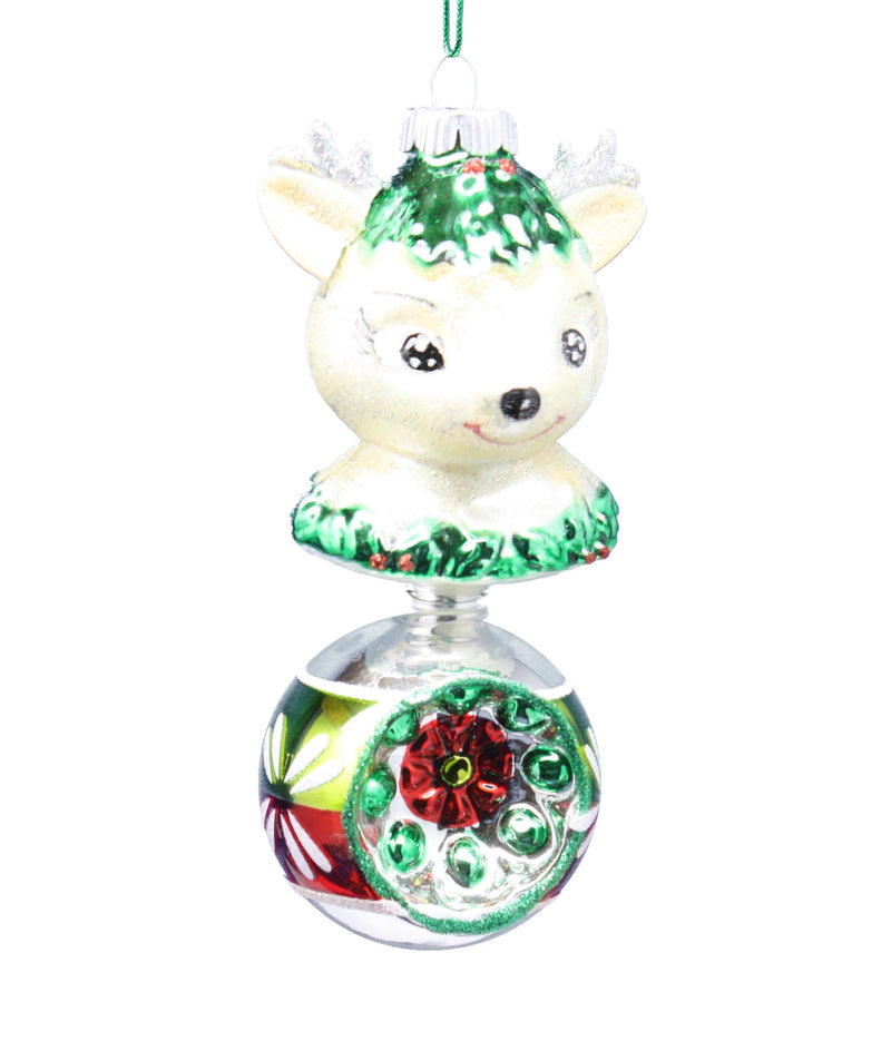 Holiday Splendor Glass Reflector Ornament - Reindeer