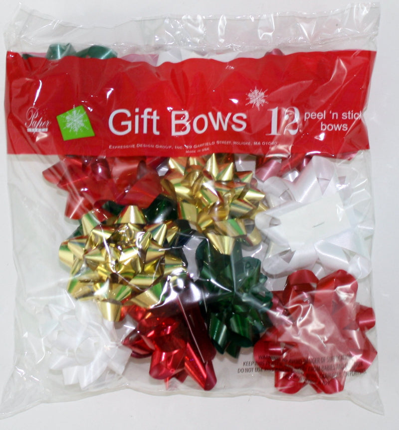 Stick on Bows - 12 Assorted Medium Size - Multi